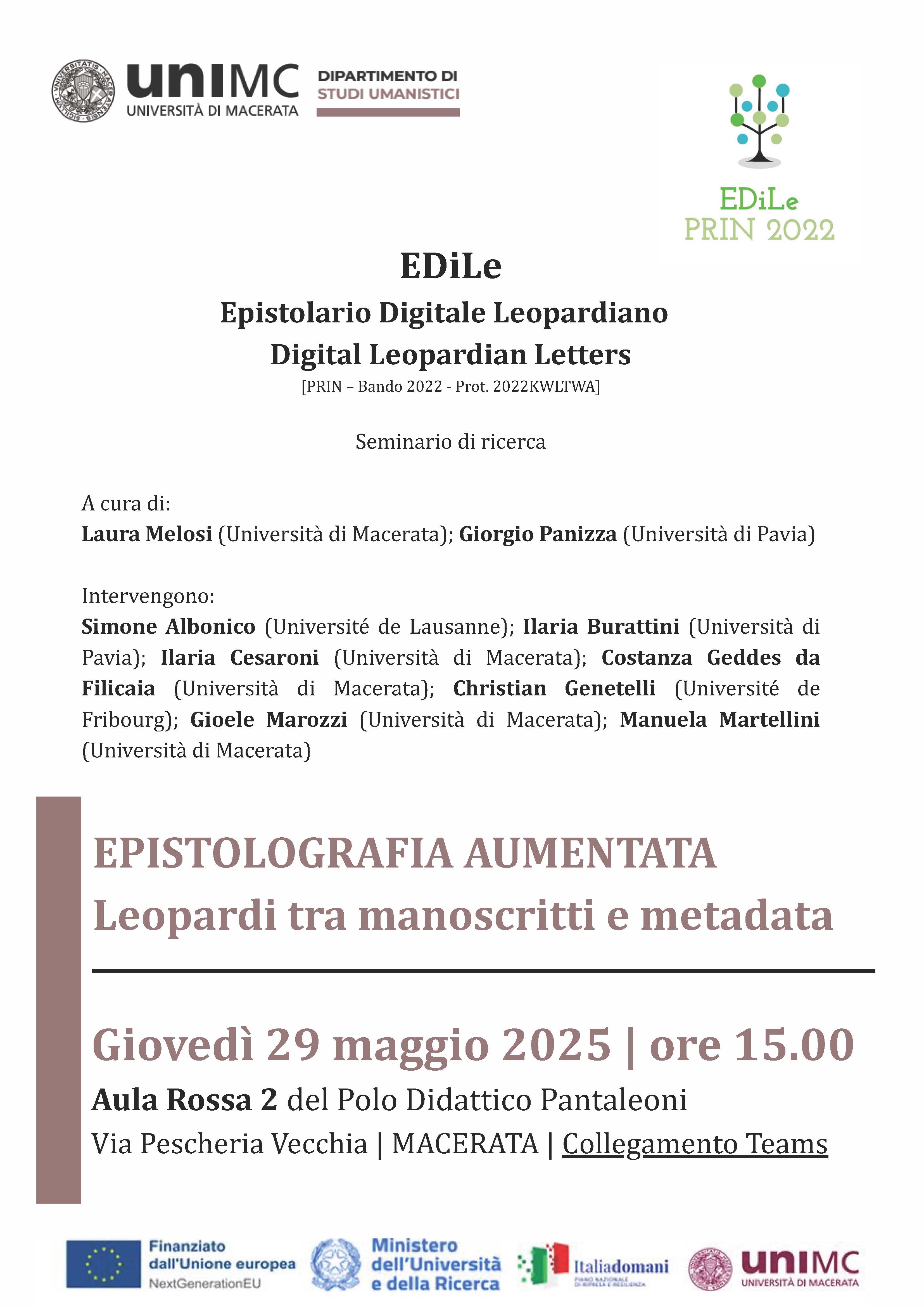 Epistolografia aumentata. Leopardi tra manoscritti e metadata