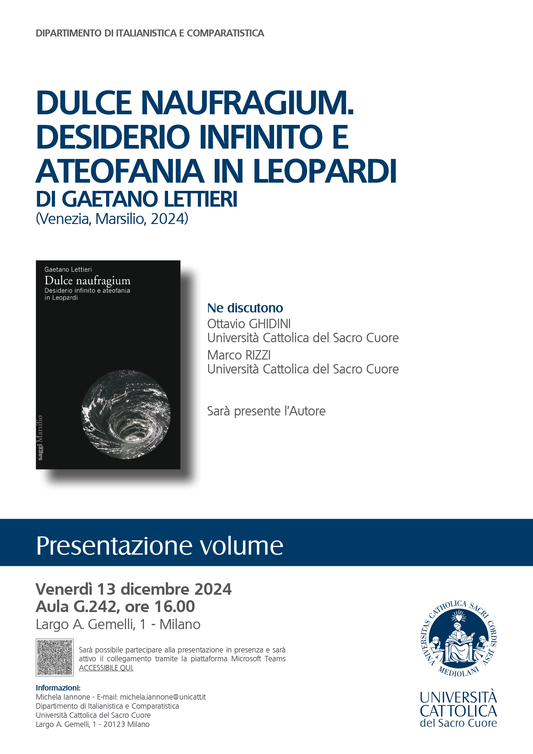 Presentazione del libro "Dulce naufragium" di Gaetano Lettieri
