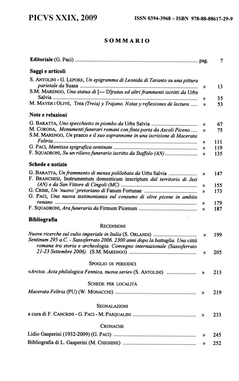 Picus 2009, indice