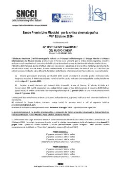 Bando Premio Lino Miccichè per la critica cinematografica - VIII° Edizione 2026 