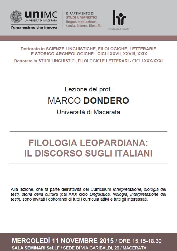 Lezione Filologia Leopardiana