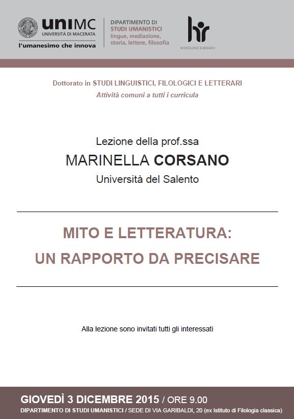 Locandina Mito e letteratura