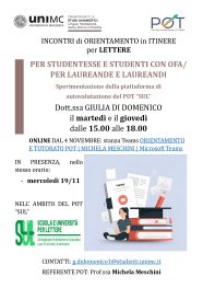 INCONTRI di ORIENTAMENTO in ITINERE  per LETTERE 